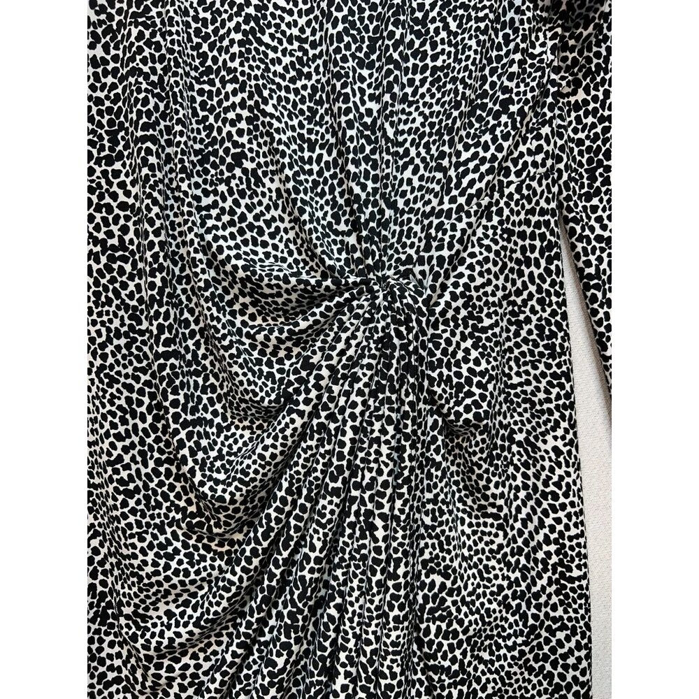 Karen Kane Women Side Shirred Bodycon Dress Long Sleeve Sz S Black White Cheetah - Picture 8 of 12